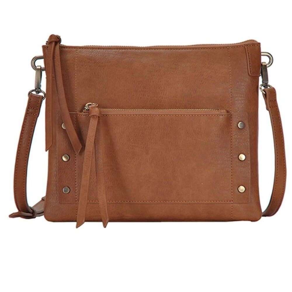 Antik Kraft Savannah Crossbody Bag Purse in Tan color Faux Leather